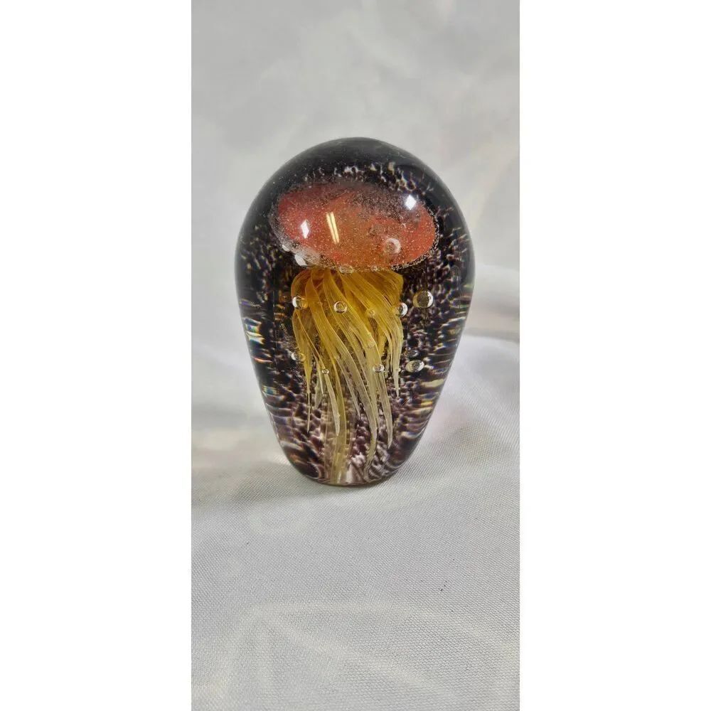 Handblown Art Glass Jellyfish Paperweight